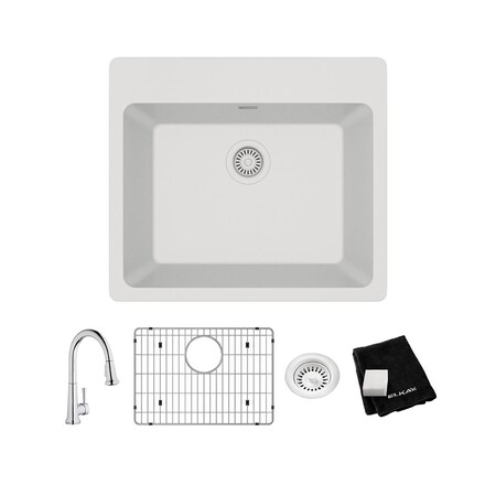 Elkay Sink Kit, Drop-In Mount, Pre-scored for up to 5 Hole, White ELG2522WH0FC